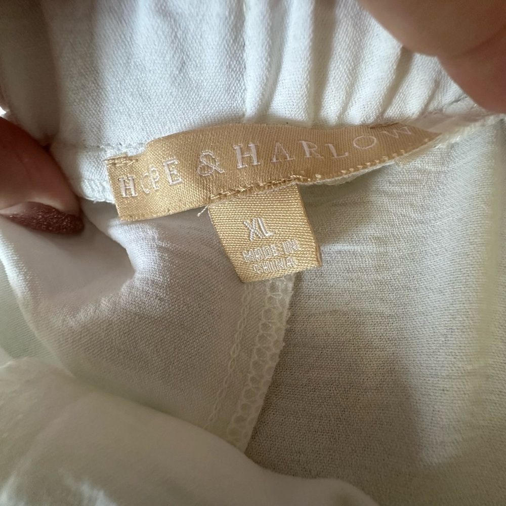 NWOT Hope & Harlow XL Classic White Textured Wide-Leg Pants - Picture 6 of 7